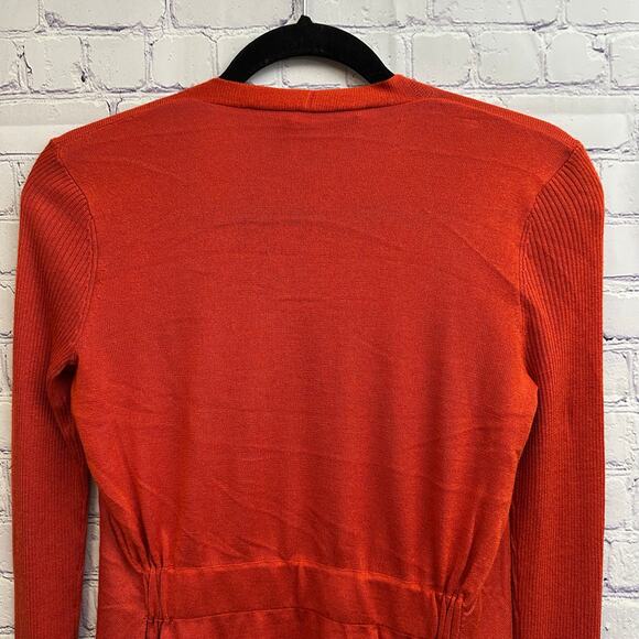 Diane von Furstenberg Orange Red Open Cardigan Silk Cashmere Blend Small - Picture 4 of 6